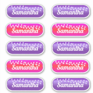 Name Sticker Set Magenta and Purple