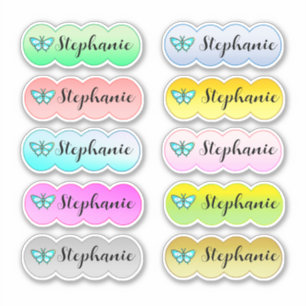 Name Sticker Set Multi Colour With Butterfly