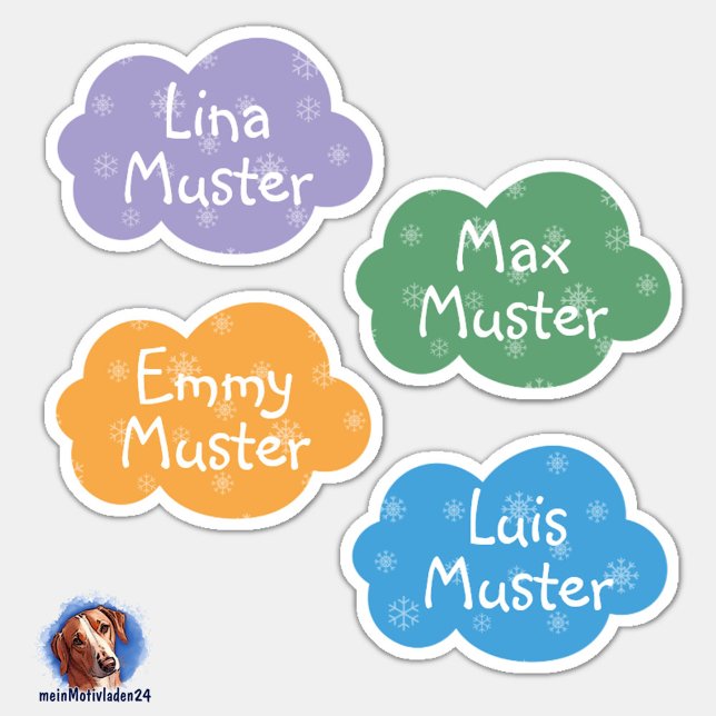 name sticker Small clouds | form (Konturgeschnittener Namensaufkleber für Kinder - Kleine Wolken in Pastellfarben - personalisierbar )