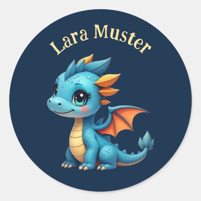 name stickers - baby dragon dark blue (Front)
