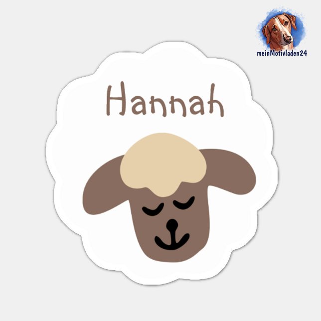 Name stickers Little Sheep - white brown | 9 shape (Konturgeschnittener Namensaufkleber für Kinder - Schaf - personalisierbar mit Name oder Wunschtext)