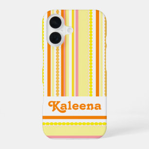 Name stripe beads orange pink case
