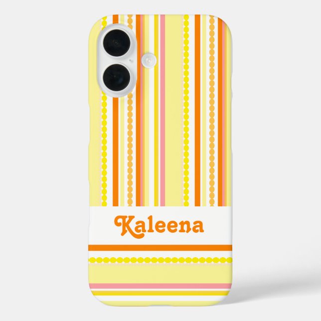 Name stripe beads orange pink case (Back)