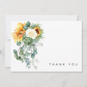 Name Sunflower Floral Blank Funeral Thank You Card