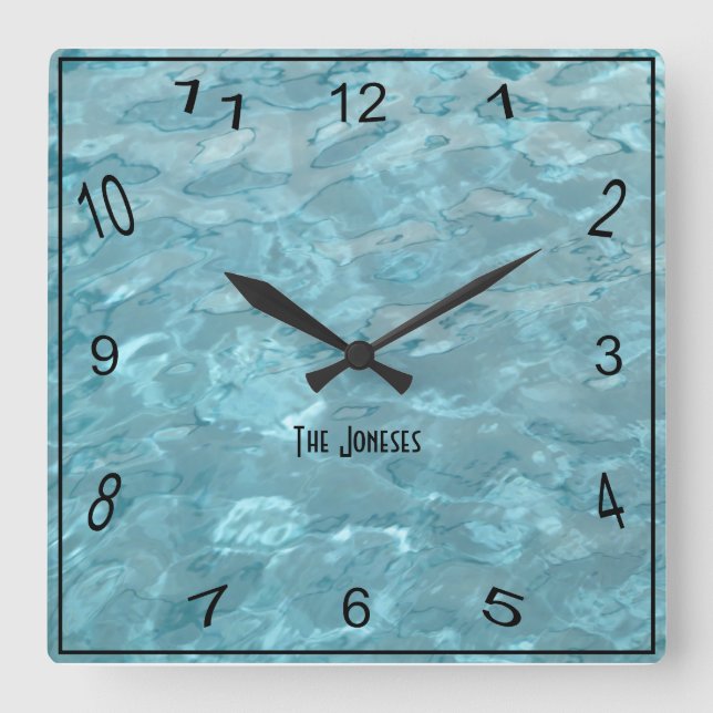 Name: Swimming Pool Water Summer Abstract Photo Square Wall Clock (Front)