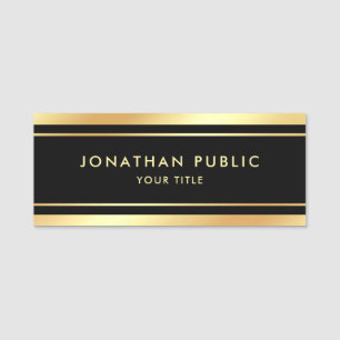 Name Tag Black Gold Modern Personalized Template