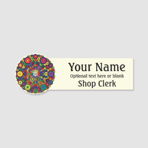 Name Tag Colourful Gift Shop Logo Custom Text