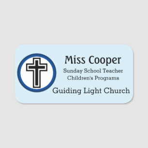 Name Tag Cross or Your Logo Custom Church Badge