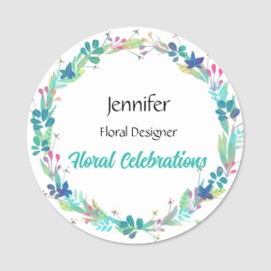 Name Tag Florist Custom Text Round Badge
