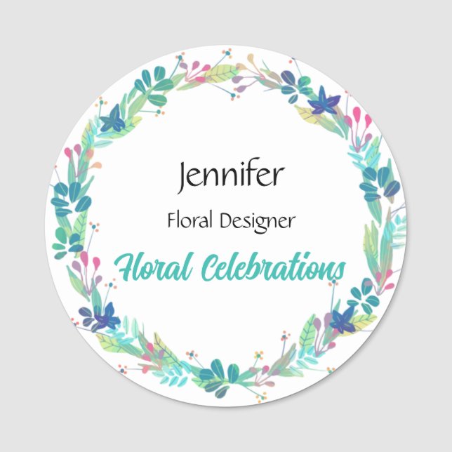 Name Tag Florist Custom Text Round Badge (Front)