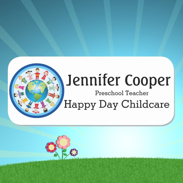 Name Tag Kids Daycare Logo Custom Text Badge (Creator Uploaded)
