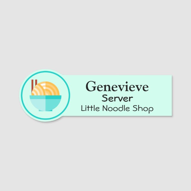 Name Tag Noodle Restaurant Logo Custom Badge (Front)