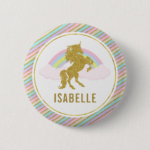 Name Tag Rainbow Unicorn Party Pin