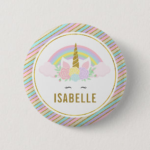 Name Tag Rainbow Unicorn Party Pin