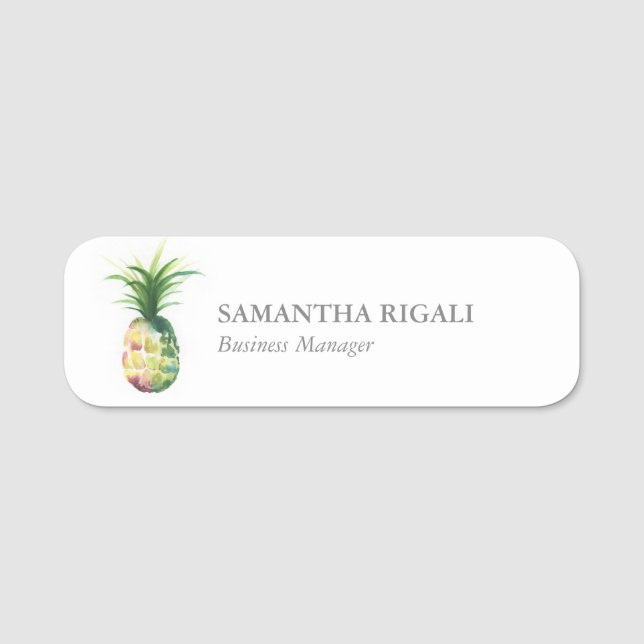 Name Tag Template Professional Business Pineapple (Front)