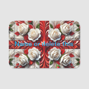 Name tag with English Roses Design