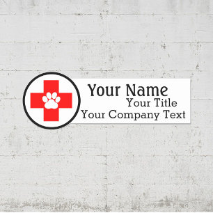 Name Tag with Veterinarian Logo Custom Text Badge