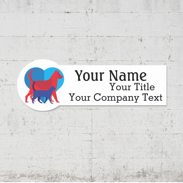 Name Tag with Veterinarian Logo Custom Text Badge (Creator Uploaded)