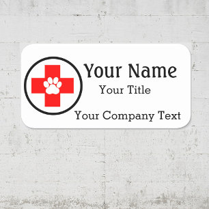 Name Tag with Veterinarian Logo Custom Text Badge