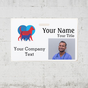 Name Tag with Veterinarian Logo Text PHOTO ID Badge