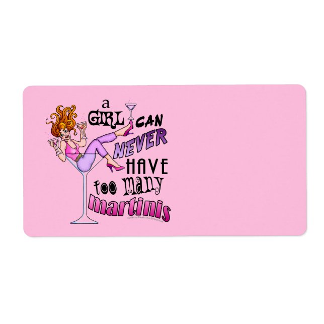 NAME TAGS, LABELS - TOO MANY MARTINIS (Front)