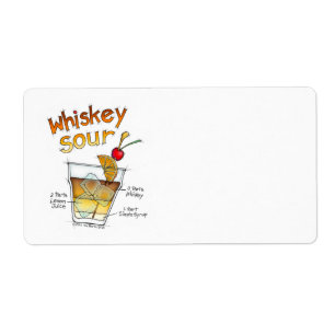 NAME TAGS, LABELS WHISKEY SOUR RECIPE COCKTAIL ART
