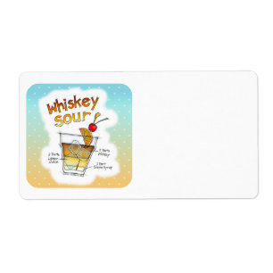 NAME TAGS, LABELS WHISKEY SOUR RECIPE COCKTAIL ART