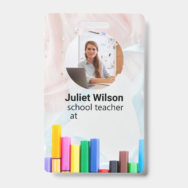 name tags teacher id badge	 badge (Front)