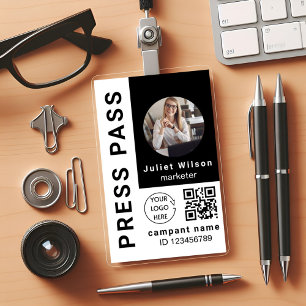 name tags white qr code media press id badge