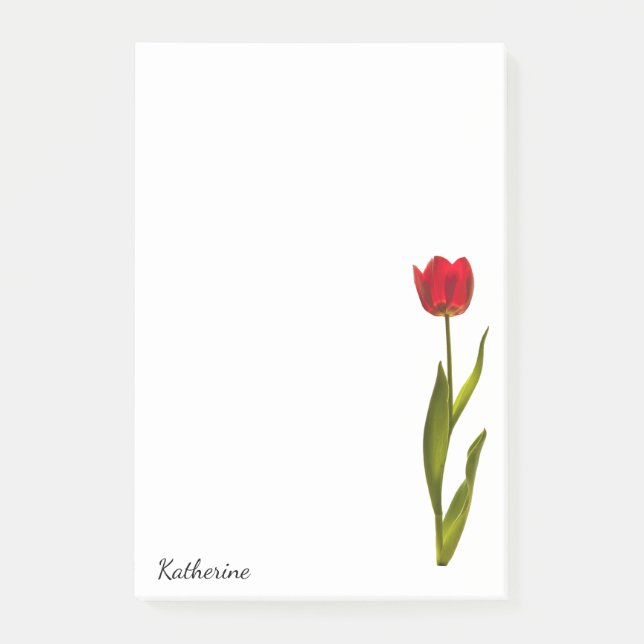 Name - Tall Red Tulip Spring Floral Photography Post-it Notes (Front)