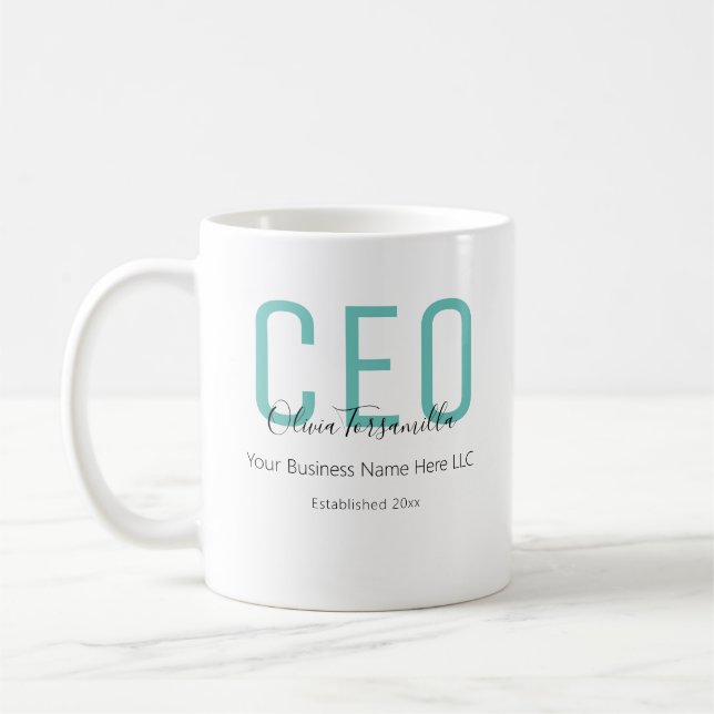 Name Teal Black CEO  Coffee Mug (Left)