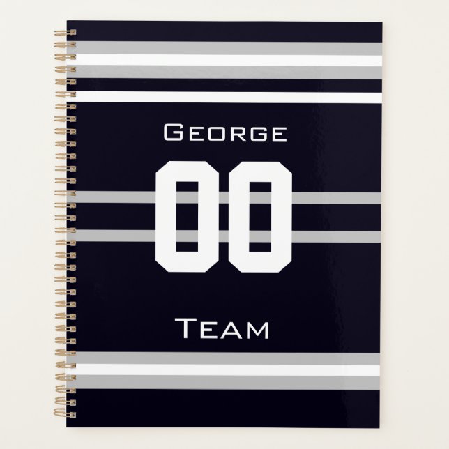 name,#, team, sports fan Team Planner (Front)