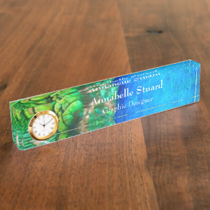 Name Template Peacock feathers colourful Desk Name Nameplate