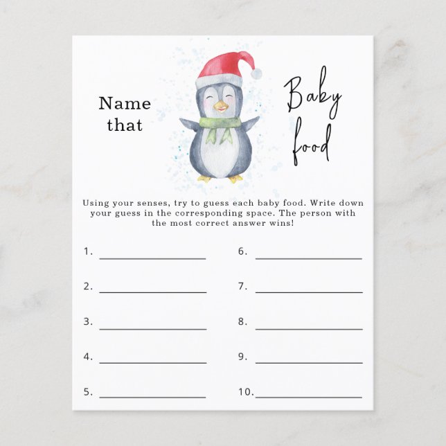 Name that baby food - baby shower game (Front)