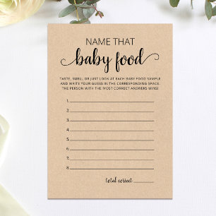 Name That Baby Food Baby Shower party Card