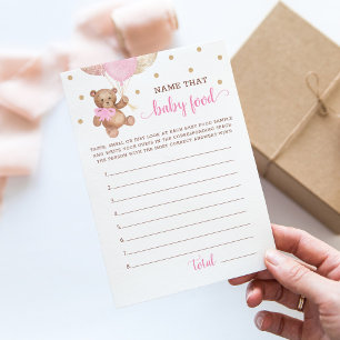 Name That Baby Food Baby Shower Teddy Bear Card