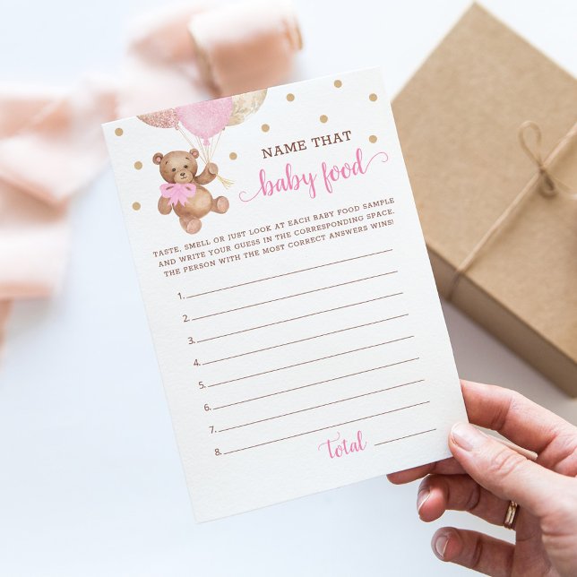 Name That Baby Food Baby Shower Teddy Bear Card (Creator Uploaded)