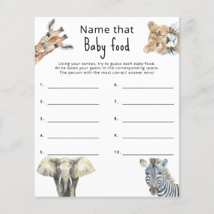 Name that baby food - safari baby shower game