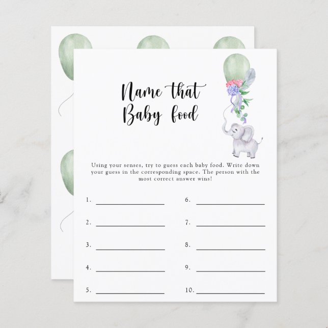 Name that baby food shower game (Front/Back)