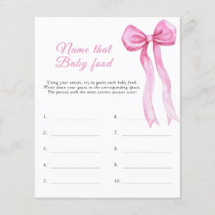 Name that baby food shower game - pink bow theme