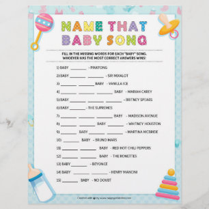 Name That Baby Song [Baby Basics Blue] Custom Letterhead