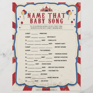 Name That Baby Song [Circus Theme] Custom Letterhead