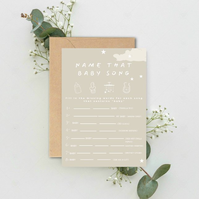 Name that baby song Rustic minimal baby shower gam Invitation (Creator Uploaded)