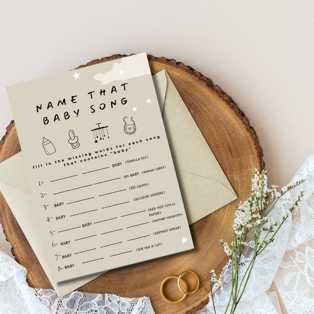 Name that baby song Rustic minimal baby shower gam Invitation (Creator Uploaded)