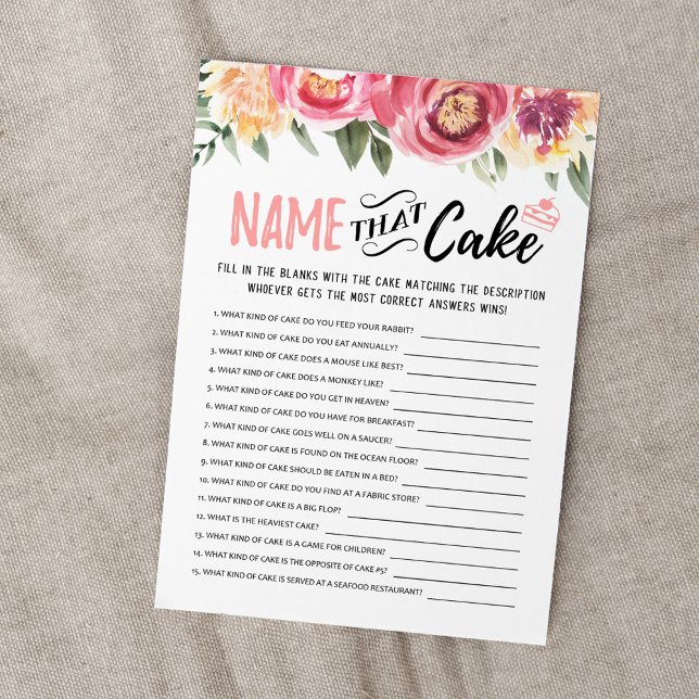Name that cake with Answers game Card (Creator Uploaded)