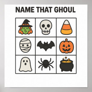 Name That Ghoul Halloween Bingo Game Sheet Poster