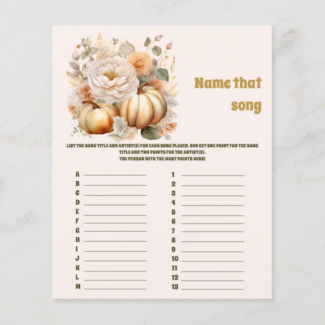 Name that  song Baby Shower Game (Front)