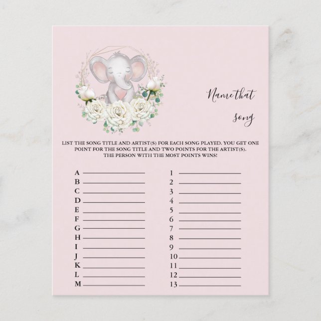 Name that  song Baby Shower Game (Front)