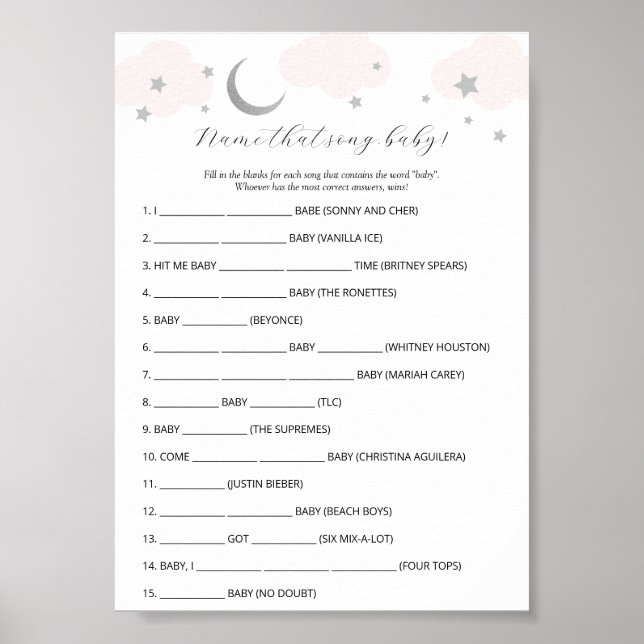 Name that Song Baby Shower Game  Poster (Front)