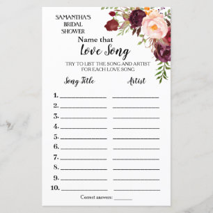 Name that song bridal shower english spanish game